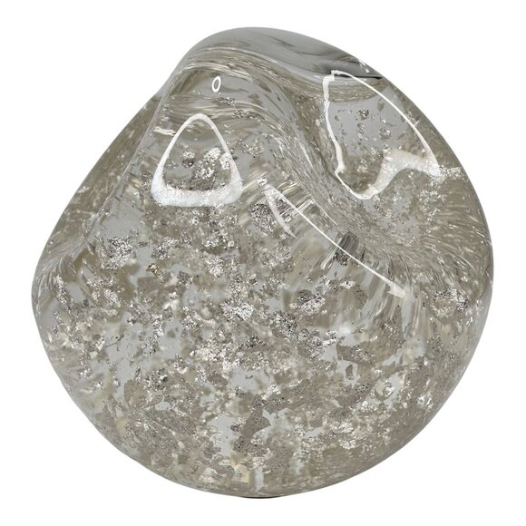 Goldenflow Studios Hand Blown .999 Fine Silver Infused Paperweight Snow Globe 3" - Picture 6 of 8